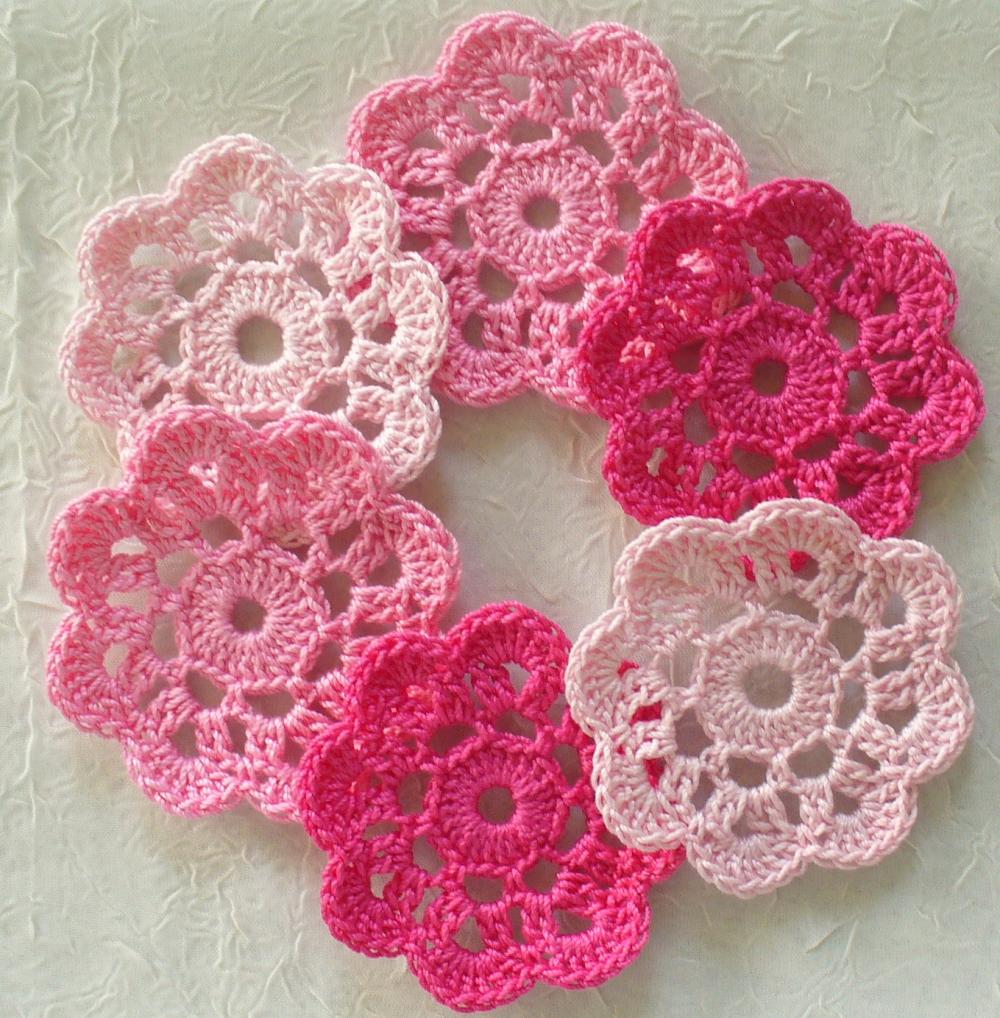 Pretty In Pink Handmade Applique Flowers, Mini Doilies - Set Of 12 on ...